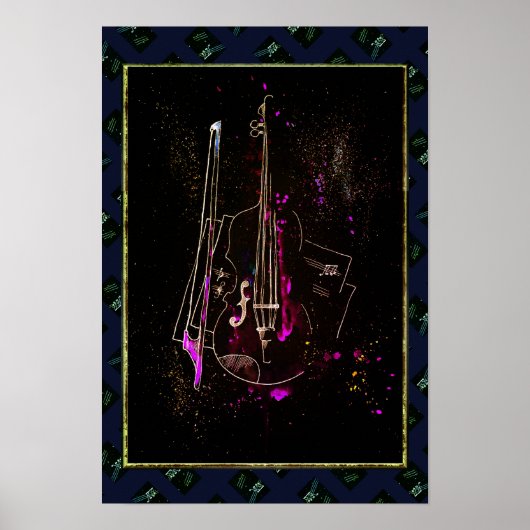 Poster Notes musicales et contrebasse (Devant)