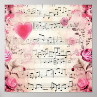 Notes musicales et design Vintage Rose