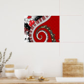 Poster Notes musicales Grunge Floral Swirls (Cuisine)