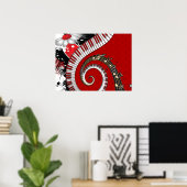 Poster Notes musicales Grunge Floral Swirls (Bureau à domicile)