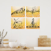 Poster Notes musicales multiples (Cuisine)