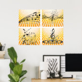 Poster Notes musicales multiples (Bureau à domicile)