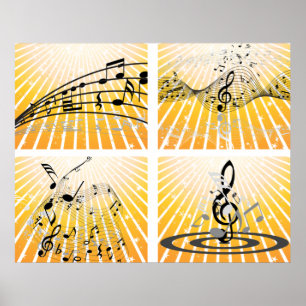 Poster Notes musicales multiples