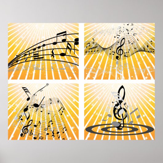 Poster Notes musicales multiples (Devant)