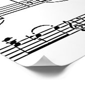Poster notes musicales musique noire et blanche (Coin)