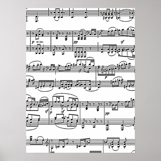 Poster notes musicales musique noire et blanche (Devant)