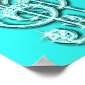 Poster Notes musicales turquoises et Stiletto 50e anniver (Coin)