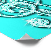 Poster Notes musicales turquoises et Stiletto 65e anniver (Coin)