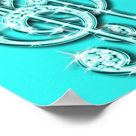 Poster Notes musicales turquoises et Stiletto 65e anniver (Coin)