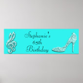 Poster Notes musicales turquoises et Stiletto 65e anniver (Devant)