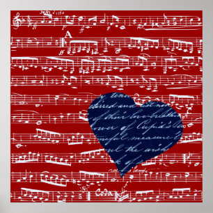 Poster Notes rouges de musique
