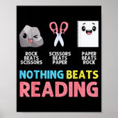 Poster Nothing Beats Reading Funny Rock Paper Scissors  (Devant)
