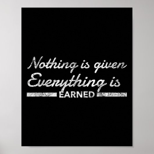 Poster Nothing Is Given Everything Is Earned Motivational (Devant)