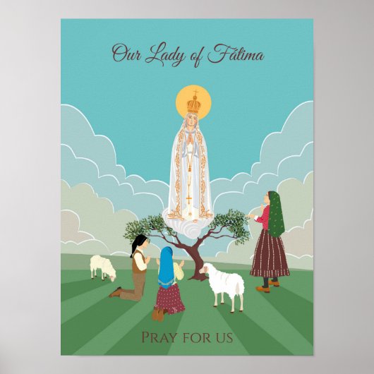 Poster Notre-Dame de Fatima et les trois bergers (Devant)