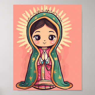 Poster notre dame de guadalupe joli style kawaii