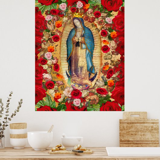 Poster Notre-Dame de Guadalupe Roses rouges (Cuisine)