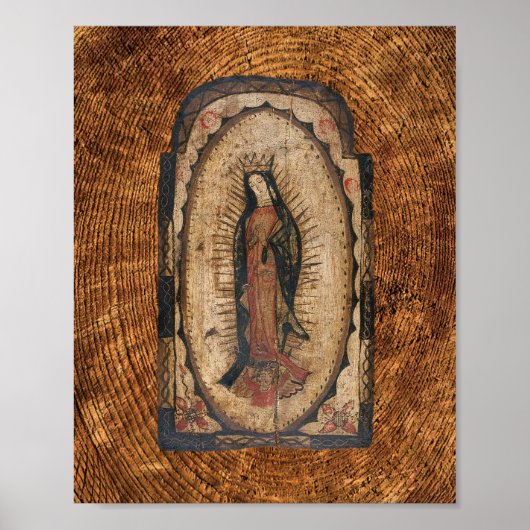 Poster Notre-Dame de Guadalupe Vierge Marie Bois Look (Devant)