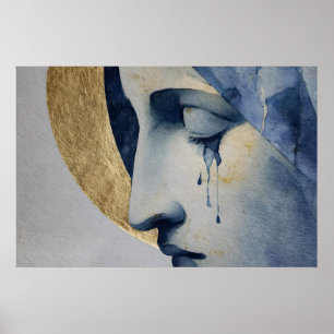 Poster Notre-Dame des Douleurs – Marie aquarelle minimali
