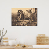 Poster Notre Dame Gargoyle vers 1900 (Cuisine)