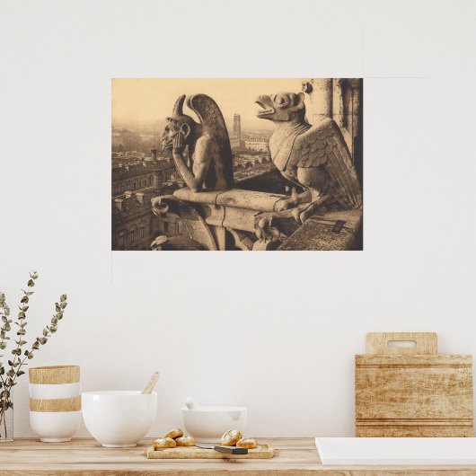 Poster Notre Dame Gargoyle vers 1900 (Cuisine)