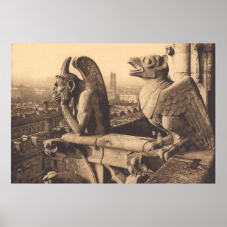 Poster Notre Dame Gargoyle vers 1900