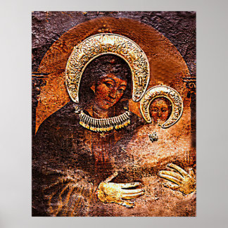 Poster Notre Dame Vierge Marie et Jésus Peint par saint L