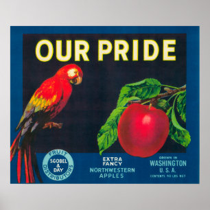 Poster Notre Étiquette Apple Pride - État de Washington