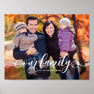 Poster Notre Famille Moderne Calligraphie Superposer Phot