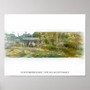 Poster Notre Forever Home Custom House Portrait Aquarelle