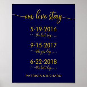 Poster Notre histoire d'amour Dates spéciales Gold Navy B