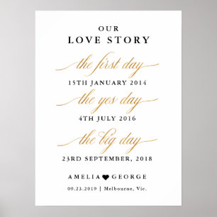 Poster Notre histoire d'amour faux mariage date signe