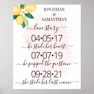 Poster Notre histoire d'amour Meilleur jour Citrons Rose