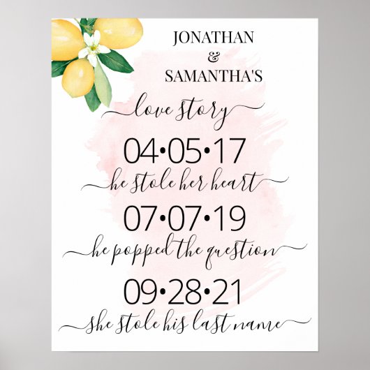 Poster Notre histoire d'amour Meilleur jour Citrons roses (Devant)