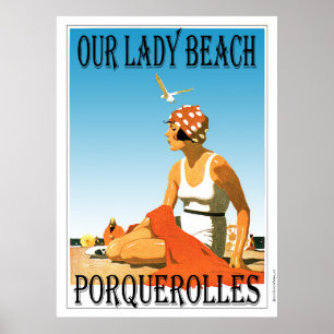 Poster Notre Lady Beach Porquerolles France Style Vintage