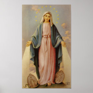 Poster Notre Madame de Vierge Marie béni par chapelet