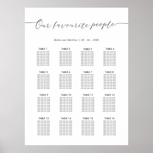 Poster Notre Panneau de Plan de Table de Mariage pour les (Devant)