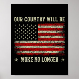 Poster Notre pays ne sera plus éveillé Trump 2025 Vint