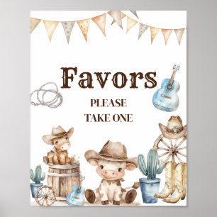 Poster Notre petit Baby shower sauvage Ouest de Cowboy Fa