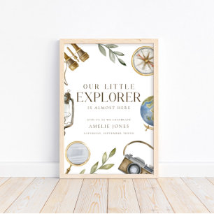 Poster Notre petit explorateur Baby shower Adventure Aw