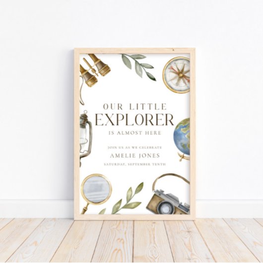 Poster Notre petit explorateur | Baby shower Adventure Aw