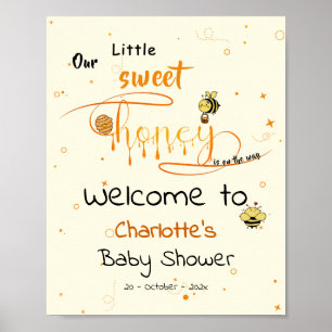 Poster Notre petite douceur de miel arrive Baby Shower