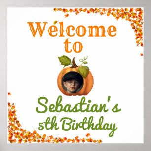 Poster Notre petite photo Citrouille Bienvenue Anniversai