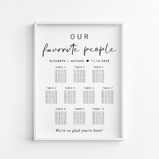 Poster Notre plan de table de mariage à 10 tables
