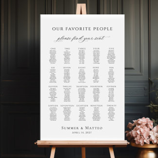 Poster Notre plan de table préféré jusqu'à 20 tables