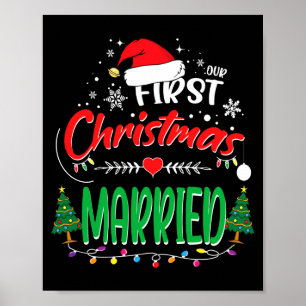Poster Notre premier Noël mariés jeune marié M. et Mme