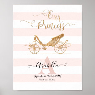 Poster Notre Princesse Elegant Gold Blush Carriage Script