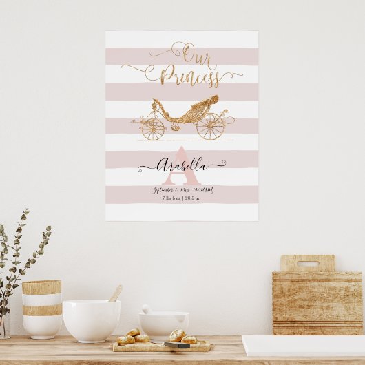 Poster Notre Princesse Elegant Gold Blush Carriage Script (Cuisine)
