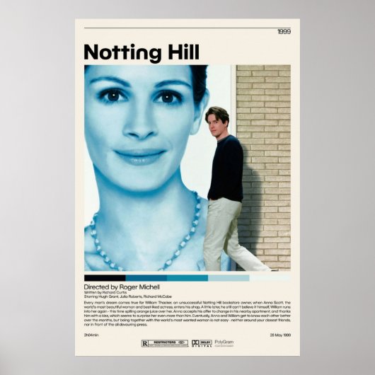 Poster Notting Hill Roger Michell Minimaliste Vidéo Vinta (Devant)