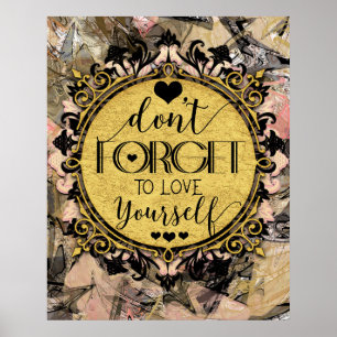 Poster N'oublie pas de t'aimer Black Marble Swirl