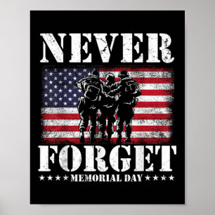 Poster N'oubliez jamais le drapeau américain Memorial Day